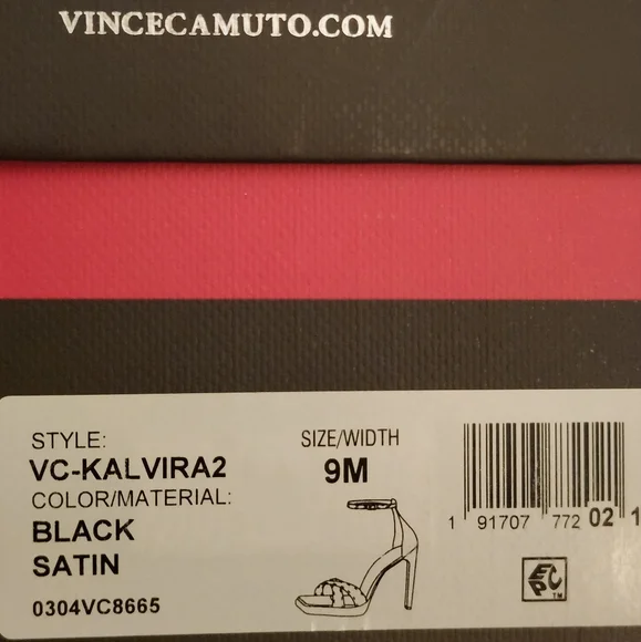 NEW Vince Camuto Kalvira2 Black Satin Stiletto Heeled Strappy Sandal 9 - Picture 7 of 9